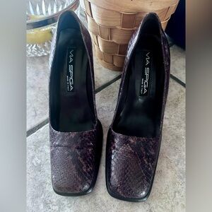 Via Spiga Dark Snakeskin Heels